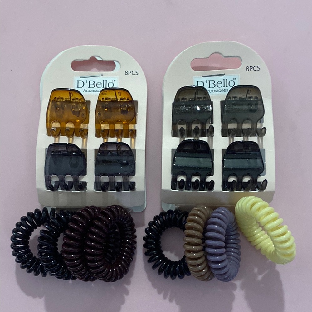 D'Bello Kids Hair Clip & Coil Tie Set - Multi Color Pack